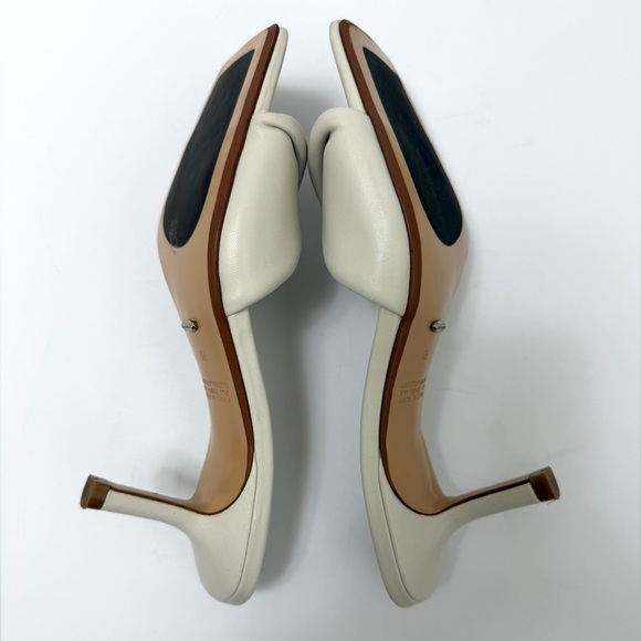 Tony Bianca Alexa Kitten Heel Nappa Leather Square Toe in Dove Cream Size 6.5 - Picture 7 of 15